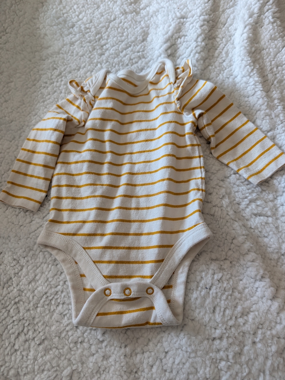 Cat & Jack Cream and Mustard Striped Long-Sleeve Bodysuit